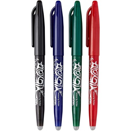 Penna stilografica con inchiostro cancellabile, con apposito pennino, con  fusto nero e grip azzurra